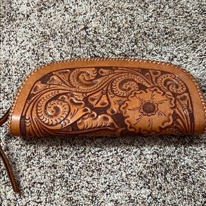 Floral Embossed Leather clutch